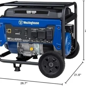 Westinghouse 6600 Peak Watt Home Backup Portable Generator, Transfer Switch Ready 30A Outlet, RV Ready 30A Outlets.