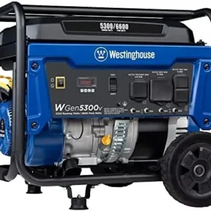 Westinghouse 6600 Peak Watt Home Backup Portable Generator, Transfer Switch Ready 30A Outlet, RV Ready 30A Outlets.