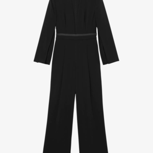 Reiss Womens Black Plunge-neck Split-sleeve Jumpsuit