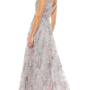 Mac Duggal Women’s Embroidered Illusion Cap Sleeve A Line Gownv