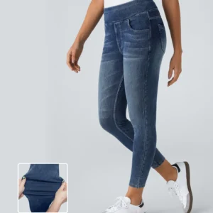 Halara Flex High-Waisted Casual Denim Leggings for Women with Pockets