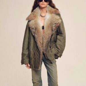 Firelady Women’s Sheepskin Parka coat with Two-Tone Toscana Coyote Fur Collar“Wilderness Parka”