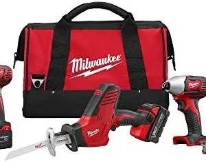 Milwaukee 2695-24 M18 18V Cordless Power Tool Combo Kit with Hammer Drill, Impact Driver, Reciprocating Saw, and Work Light (2 Batteries, Charger, and Tool Case Included)