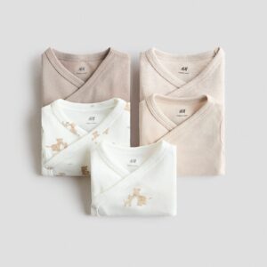 5-pack wrap bodysuits, white/giraffes – Size: 50 (0-1M) – H&M