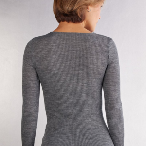 Intimissimi Long-sleeved round-neck shirt in wool and silk for women
