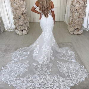 Lace Wedding Dress 2026 Mermaid Applique Off-the-Shoulder