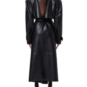 Women’s Coat Trench Power Shoulders Vegan Leather by Naked Wardrobe