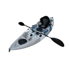 Brooklyn Kayaks UH-FK184-GRY 9 ft. 2 in. Sit on Top Single Fishing Kayak Seat And Paddle – Grey Camo